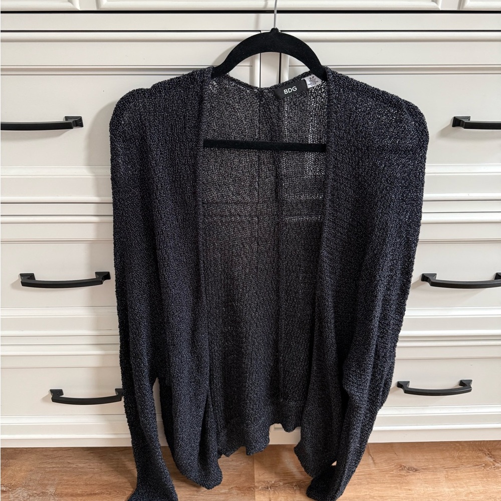 BDG Charcoal Open-Front Cardigan